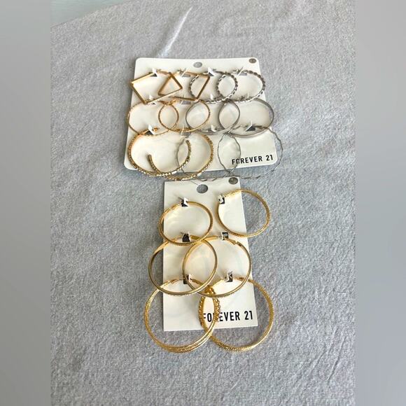 Forever 21 Jewelry - NWT Forever 21 Bundle of 9 Mixed Metal Hoop Earrings Collection Gold and Silver